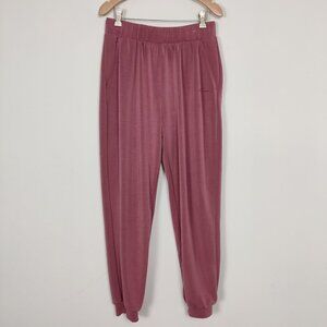 LazyPants Women's Joggers Size L Pink Elastic Waist High Rise Casual Daily Comfy
